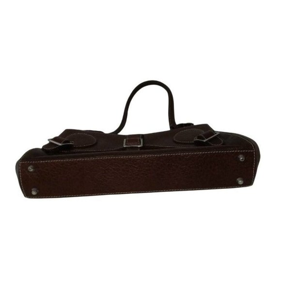 Cynthia Rowley Bag, Trapezoid Top Handle Purse, Brown Leather Handbag, Textured - Picture 3 of 10